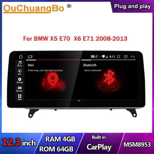 Ouchuangbo 12.3 Inch Car GPS Head Unit Android 10 For BMW BMW X5 E70 X6 E71 2008-2013 CCC CIC With 8 Core 64GB 1920*720 MSM8953