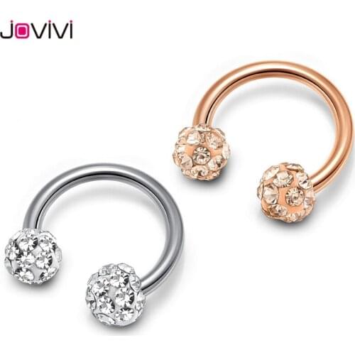 Jovivi Newest Stainless Steel Nose Septum Ring Ear Studs Lip Ring Eyebrow Ring Nipple Ring Multi-used Body Piercing Jewelry 16G