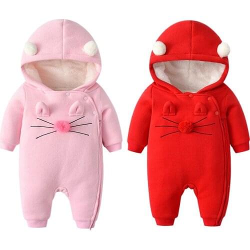 Baby boys girls New born Winter Hooded Rompers Thick Cotton Outfit Newborn Jumpsuit Children Costume toddler romper