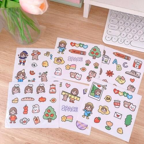 3pcs/lot Cute cartoon Creative Stickers Paper Girl Combination Paper Doll Mate Diary Notebook Label Stationery Sticker