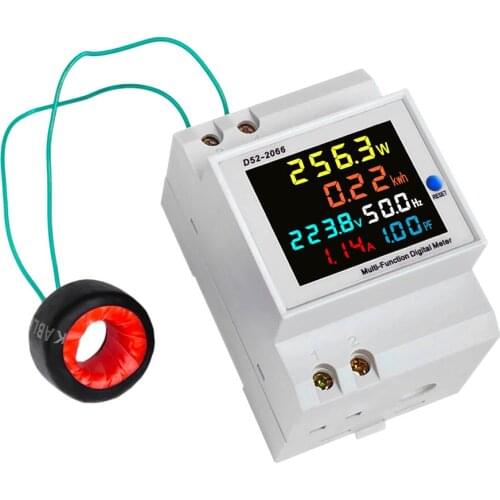 DIN-Rail Multi-Function Meter LCD Display Voltage Current Active Power Frequency Electric Power Measurement Monitoring Device