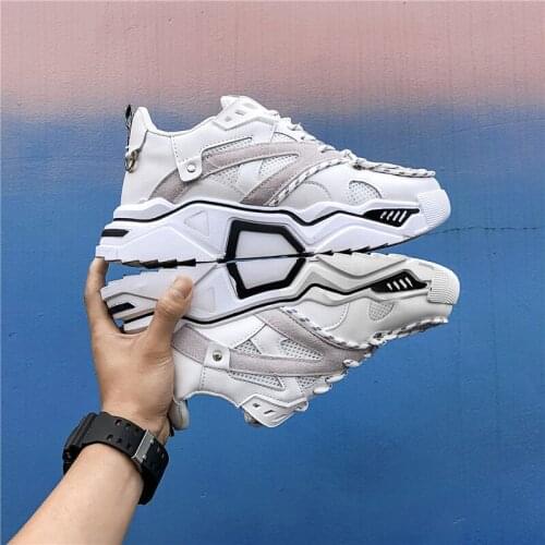 Platform Men Sneakers White 2021 Spring Sport Thick Sole Leisure Shoes Lace Up Comfortable Male Chunky Sneakers Fashion