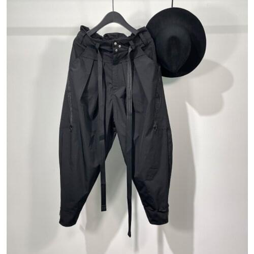 Owen Seak Men Casual Pencil Pants High Street Wear Mens Clothing England Sweatpants Preppy Autumn Winter Cross Black Pants