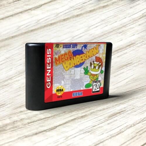 Mega Bomberman - USA Label Flashkit MD Electroless Gold PCB Card for Sega Genesis Megadrive Video Game Console