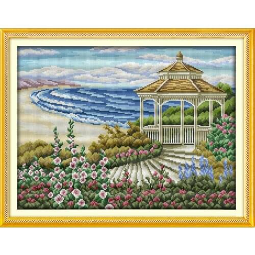 The seaside observation deck cross stitch kit 18ct 14ct 11ct count printed canvas stitching embroidery DIY handmade needlework
