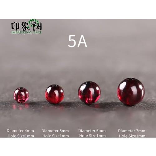 AAAAA+ 4/5/6/7mm Natural Stone Dark Red Smooth Garnet Round Loose Beads For DIY Muilt Row Bracelet Necklace Jewelry Making 22017