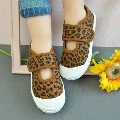 Autumn New Soft-soled Leopard Print Childrens Cloth Shoes Korean Low-cut Shallow Mouth Boys And Girls Canvas Shoes YNN