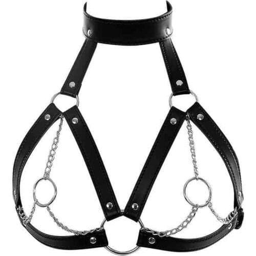 2021 New BDSM Fetish Bondage Collar Body Harness Sex Toys Adult Products For Couples Sex Bondage Belt Chain Slave Breasts Woman