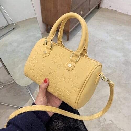 2021 New Womens Handbag Fashion Boston Bags single shoulder Bag Cartoon gravure printing ladies crossbody Bag PU messenger Bag