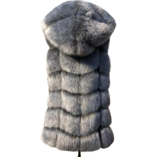 ZADORIN New Fashion Sleeveless Faux Fur Coat Hooded Winter Women Faux Fur Gilet Pelliccia Plus Size Faux fur Vest Jacket bontjas