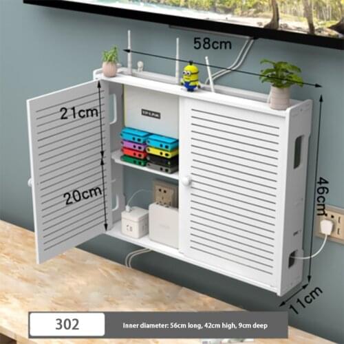 Extra Large Wireless Wifi Router Shelf Storage Box Cable Power Plus Wire Bracket WoodPlastic Wall Hanging Plug Board Decor NEW