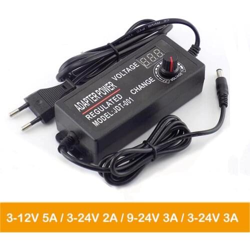 Adjustable Adapter AC 100-220V to DC 3-12V 5A 3-24V 2A 9-24V 3-24V 3A Power Supply Universal ac/dc Adapter with Display Screen