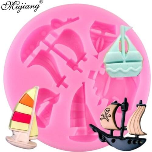 DIY Pirate Ship Silicone Molds Sails Candy Chocolate Gumpaste Moulds Cookie Baking Cupcake Topper Fondant Cake Decorating Tools