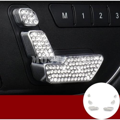 Rhinestone Style Seat Adjust Button Trim Cover For Benz GLE W166 C292 GLS X166 2015-2018 6pcs Car Accessories Interior Car Decor
