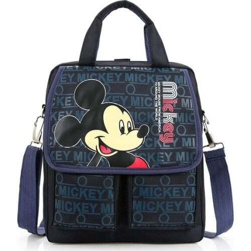 Disney cartoon handbag primary bag school girl boy Mickey mouse Minnie children'double pocket portable tutorial bags shoulde