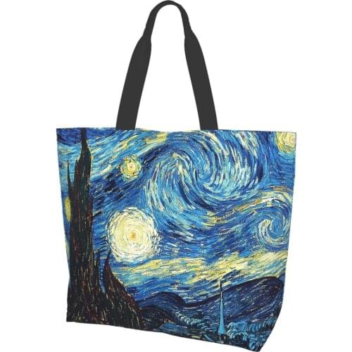 NOISYDESIGNS Womens Shoulder Tote Bag Female Van Gogh Art Oil Painting Handbag Foldable Beach Shopper Bag Large Shopping Bags