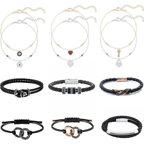 High Quality Swa Original Popular Brand Key and Lock Red Bracelet Black Bracelet Jewelry