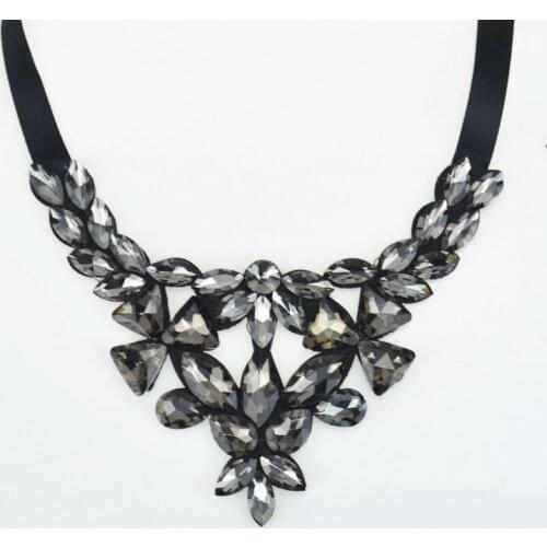 Brighting Glass Crystal Maxi collar Choker Necklaces Flower Statement Jewelry For Women & Wedding Jewellery 2017 new