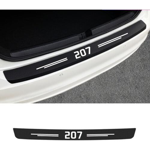 Car Trunk Guard Plate Decor Stickers Auto Pedal Cover Rear Bumper Scuff Carbon Fiber Protector Decal For Peugeot 207 Accessories
