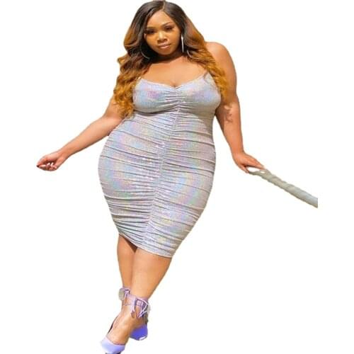 Plus Size Clothing Female Golden Magic Color Sexy Sling Dress Sleeveless Hip Summer Dresses For Women Dropshipping