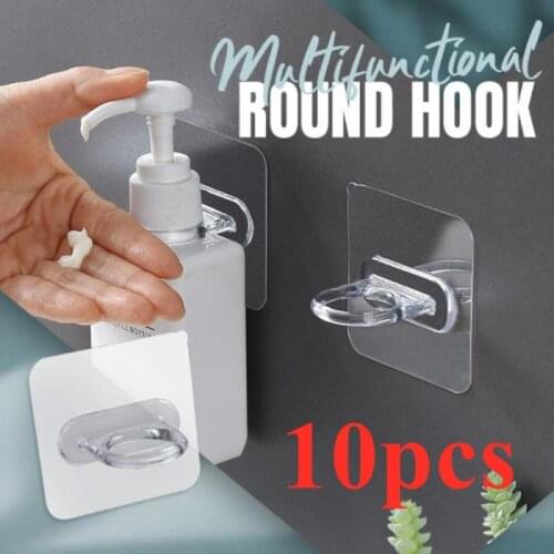 1/5/10pcs Multifunctional Round Hook Traceless Strong Window Glass Towel Robe Key Hanger Cleanser Kitchen Bathroom Accessories