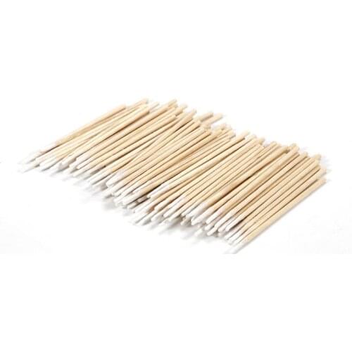 100Pcs Cotton Swab Buds Sticks With Mini Pointed Tip Head Free Micro Brushes Wood Cotton Eyelash Extension Glue Removing Tools