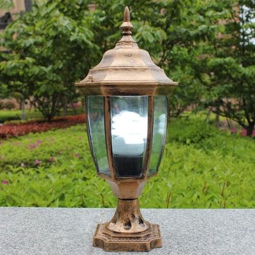 110V 220V 12V 24V IP65 bronze antique brass landscape vintage classical outdoor waterproof fencing bollard pillar light lamp