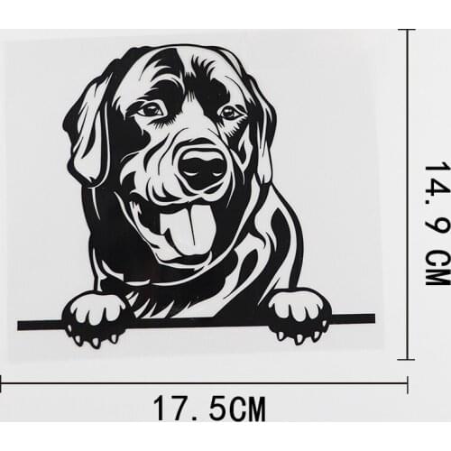 17.5CMX14.9CM Labrador Dog Decal Canine Peeking Vinyl Car Sticker Black/Silver 8A-0072