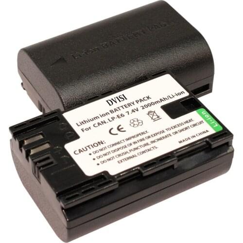 2Pcs 7.4V 2000mAh LP-E6 Camera Battery for Canon 70D 5D Mark II 80D 7D Mark II 60D 6D 7D BG-E14 BG-E13 BG-E11 BG-E9 BG-E7 BG-E6