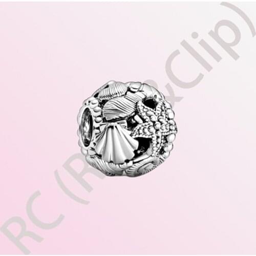 2020 Summer New S925 Sterling Silver Bead Openwork Starfish, Shells & Hearts Charms fit Original Pandora Bracelets Women Jewelry