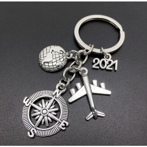 2021 Earth Airplane Keychains No Matter Where Pendant Travel Keyring Friendship Best Friend Jewelry Diy Handmade