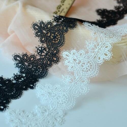 3yard 6.3cm White/Black Flower Embroidery Lace trim ribbons for Wedding Dress Decoration DIY Sewing Accessories