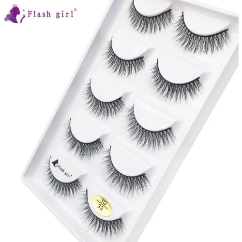 Flash Girl 3D Mink Eyelashes 3D-33 Natural Long Wispy Lashes Handmade Cruelty Free Fake Eyelash Makeup Tools