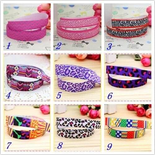 5/8'' Free shipping Fold Elastic FOE leopard chevron printed headband headwear hairband diy decoration wholesale OEM S126