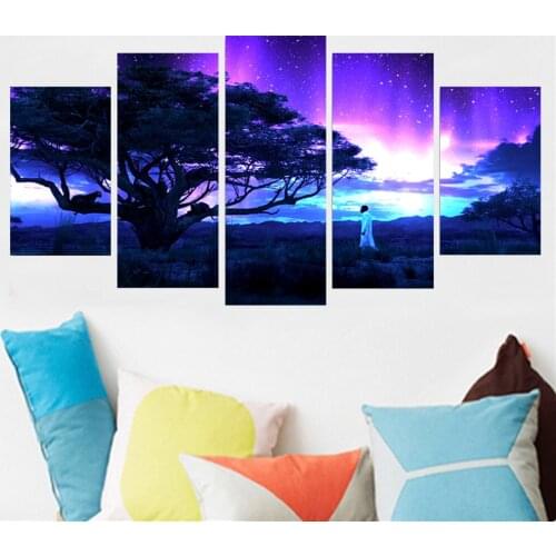 5 Panel Canvas Art Wall Decor Landscape Colorful Sky Poster Nordic Home Decor Bedroom Living Room Modular Print Picture