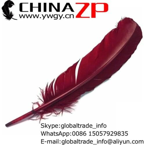 Leading Supplier CHINAZP Factory 50pcs/lot Top Quality Dyed Burgundy Turkey Rounds Quill Wing Feathers