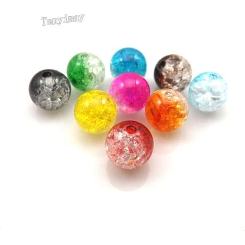 880pcs/lot Mixed Color 10mm Gradient Color Crackled Acrylic Beads For Jewelry DIY