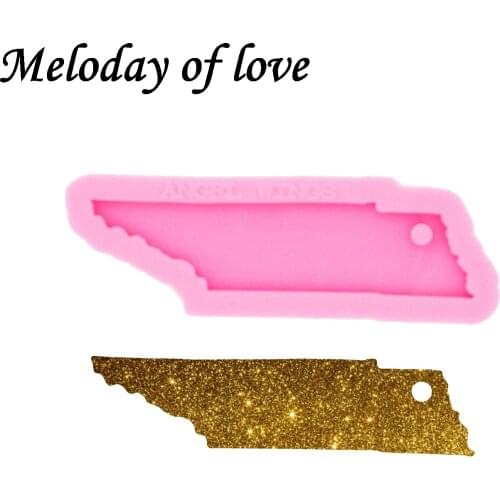 Glossy American Tennessee State Map Keychain Epoxy Resin Molds Jewelry Making Custom Silicone Mould DY0231