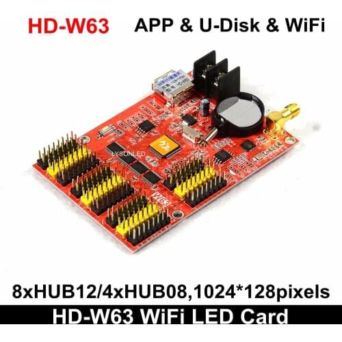 Free Shipping Huidu HD-W63 Wifi Single Two Color LED Signs Controller Board