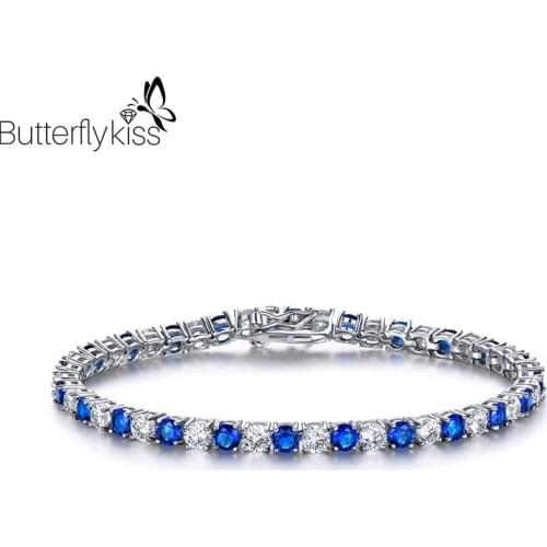 BK Romantic Nano Sapphire Bracelets For Women Girl Real 925 Sterling Silver With Cubic Zircon Wedding Promise Fine Jewelry