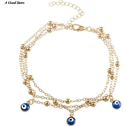 2 Style Turkish Eyes Beads Anklets For Women Sandals Pulseras Tobilleras Mujer Pendant Anklet Bracelet Foot Jewelry