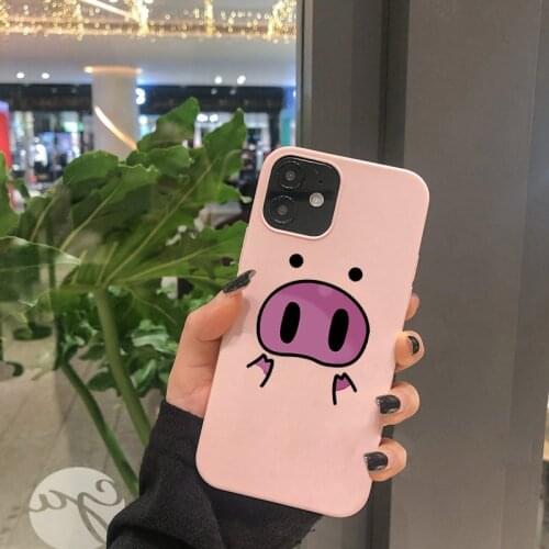 Phone Case for iphone 11 12 Pro Max For iPhone X XS MAX XR 6s 7 8 Plus SE 2020 Soft Silicone Pink Cartoon Pig Cover Shell Funda