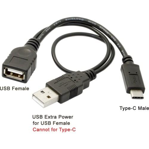 Chenyang USB 2.0 Female to Type-C USB 3.1 USB-C OTG Data Power Cable for Cell Phone & Tablet & Lap top & Hard Disk Drive
