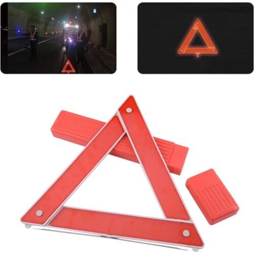 DWCX Car Red Foldable Red Reflective Warning Triangle Frame Emergency Breakdown Safety Hazard Travel Kit for VW Audi BMW Honda