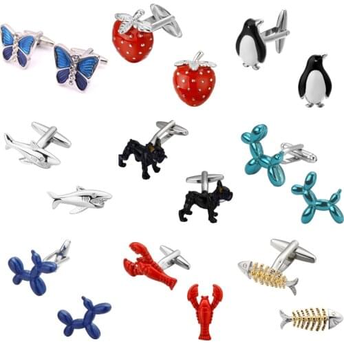 DY novel Fashion French shirt Cufflinks animal dog lobster fruit strawberry apple design high quality mens wedding Cufflinks