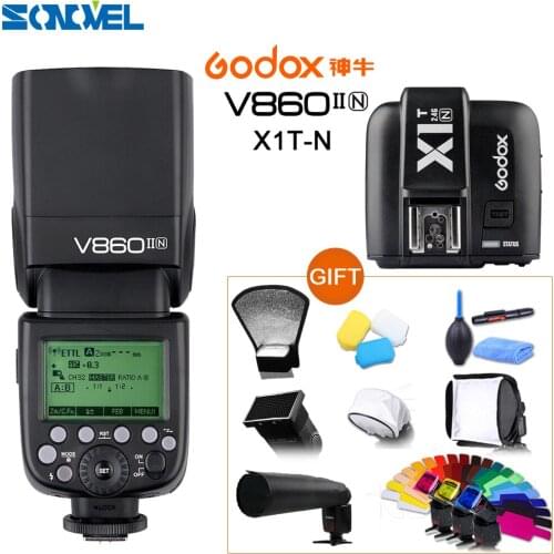 Godox V860II V860II-N GN60 i-TTL HSS 1/8000s Flash Speedlite Flash w/ Li-ion Battery + X1T-N Flash Transmitter for Nikon