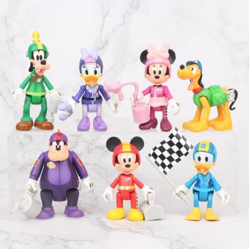 7pcs/set Racing Mickey Action Figures Toys Brinquedo Toy Girl Boy Christmas Gift 7-10cm