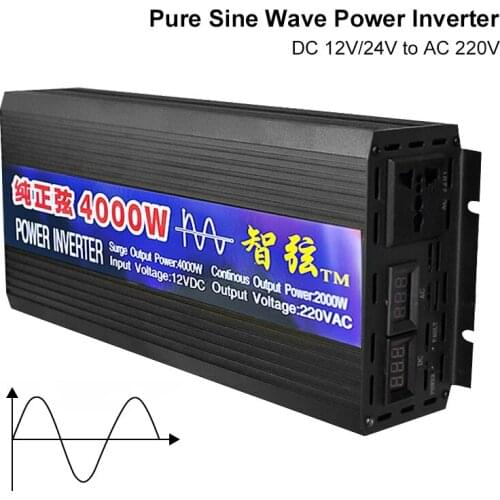 Pure Sine Wave Inverter DC 12V 24V To AC 220V Voltage Converter 2000W 3000W 4000W Power Pure Sine Wave Car Solar Energy Inverter