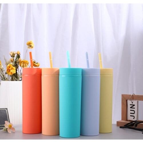 Colorful 16oz Stainless Steel Double Vacuum Insulated Unbreakable Tumbler Cup With Straws Outdoor Water Bottle Drinkware Mugs