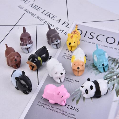 Cute Animal Shape Cable Protector Soft Silicone Anti Break Data Line Protective Cell Computers Mobile Phone Accessories